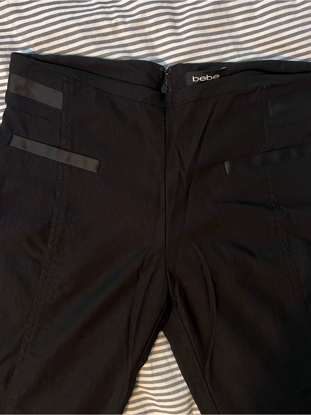 bebe Black Slim Ponte with Satin Trim